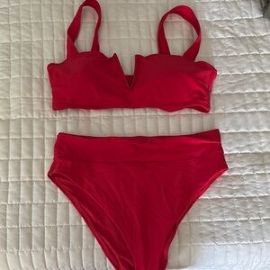 Aerie Red Sporty Bikini Set